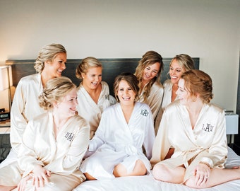 Ivory Bride Robe | Soft Personalized Silk Robes | Bridesmaid Gift Box Ideas | Bride Tribe Gift