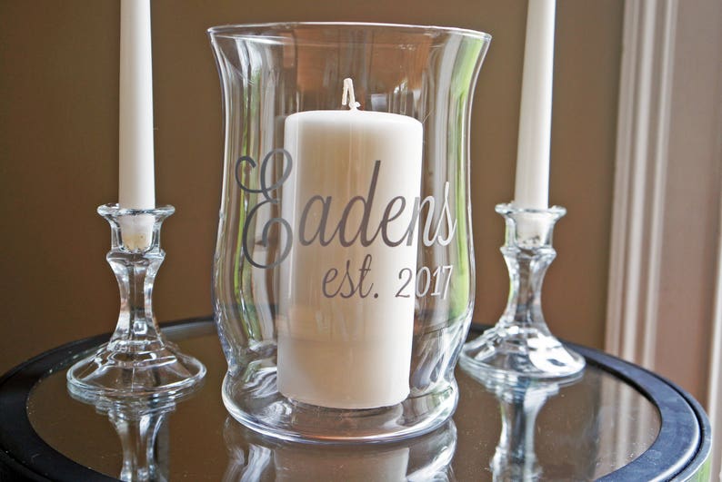 Unity Candle Holder Set Name & Est. Vinyl Wedding Monogram Etsy