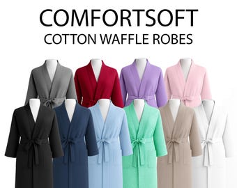 Personalized Cotton Waffle Bridesmaid Robes - Cozy Robes - Bridesmaid Proposal - Bachelorette Party Robes - Spa Party - Graduation Robes