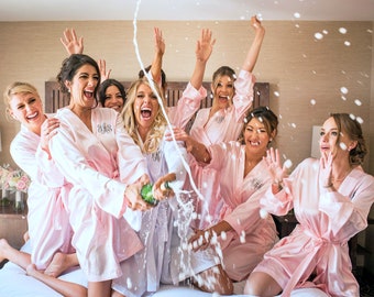 Monogram Bridesmaid Robes: Soft Satin Getting Ready Robe