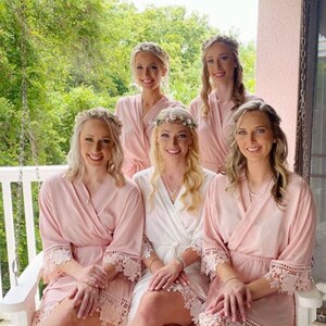 Personalized Lace Trim Cotton Robes Honeymoon Lingerie Self Care Gift Box Personalized Gift Bridesmaid Proposal Self Care Kit image 5