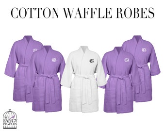 LAVENDER COTTON ROBES - Waffle Robe - Bride Robe - Personalized Robes - Monogrammed Robes - Getting Ready Robe - Bridal Robes - Kimono Robe