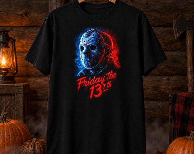 Friday the 13th Shirt, Jason Voorhees Graphic Tee, Black Halloween Horror Movie T-Shirt