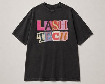 Lash Tech Shirt, Vintage Black Oversized Lash Artist Tee