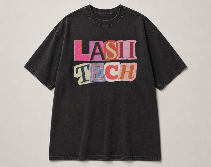 Lash Tech Shirt, Vintage Black Oversized Lash Artist Tee