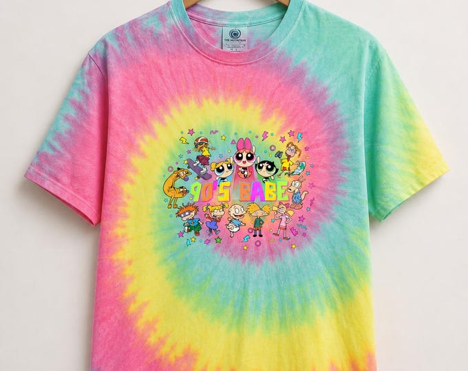 90s Babe Tie Dye Shirt Retro Cartoon Tee