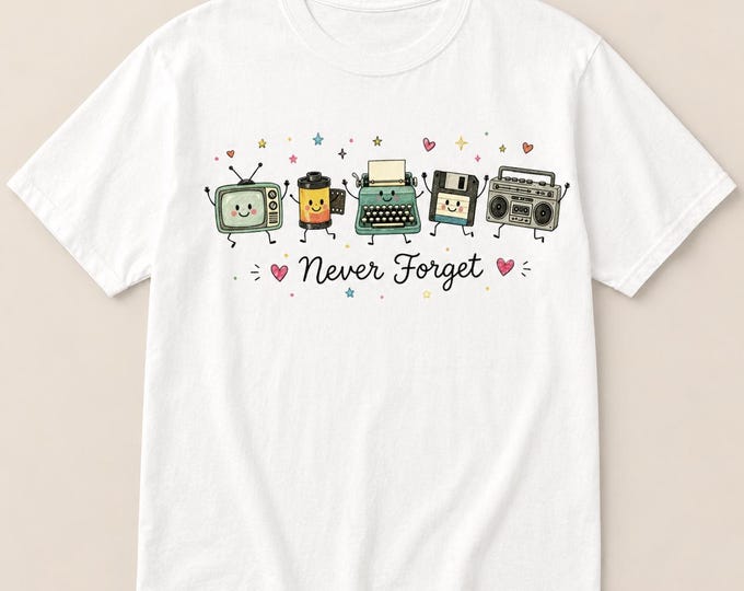 Never Forget Retro Technology Shirt, Vintage Electronics Graphic Tee, 80s 90s Nostalgia Tshirt