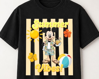 Mickey Mouse Summer Vibes Beach Vacation T-Shirt, Tropical Comfort Colors Tee