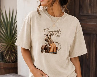 Cowgirl Era Graphic Tee, Vintage Western Boots Country Concert Shirt