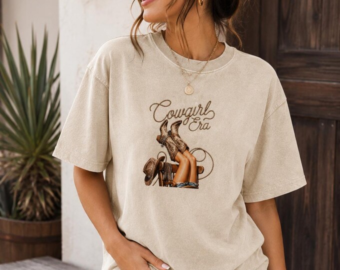 Cowgirl Era Graphic Tee, Vintage Western Boots Country Concert Shirt