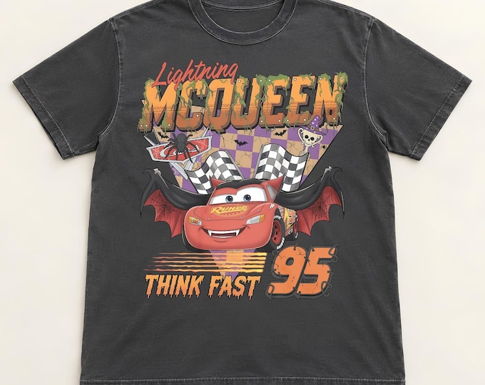 Lightning McQueen Halloween Shirt, Spooky Race Car Tee (Front & Back Print)