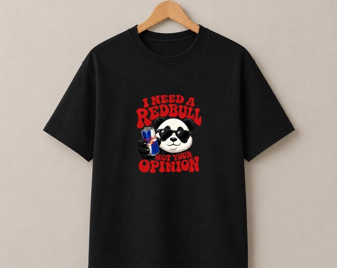 Funny Panda Energy Drink Graphic T-Shirt