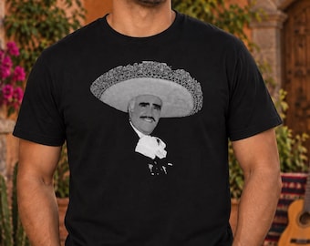 Vicente Fernandez Shirt, Black Ranchera Music Tee, Unisex Mexican Singer Graphic T-Shirt