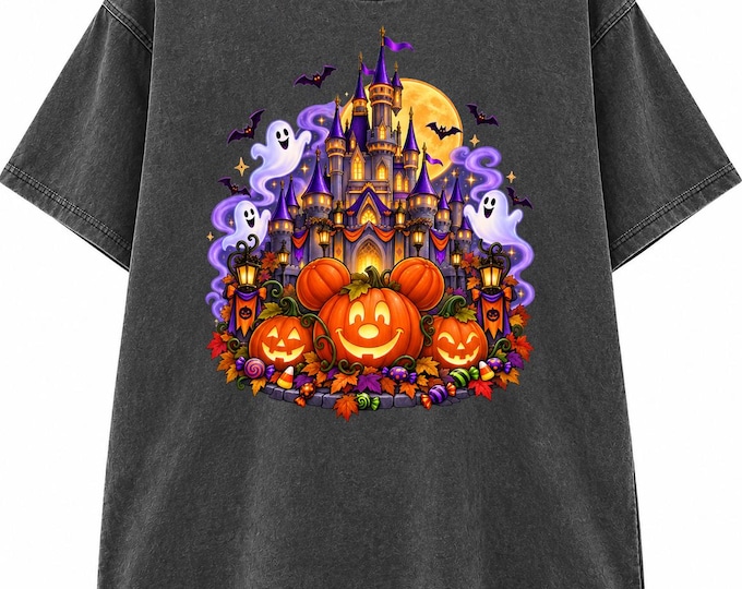 Disney Halloween Shirt, Mickey Pumpkin Castle Tee, Spooky Season Disney Shirt, Halloween Vacation Tee, Magic Kingdom Fall Shirt
