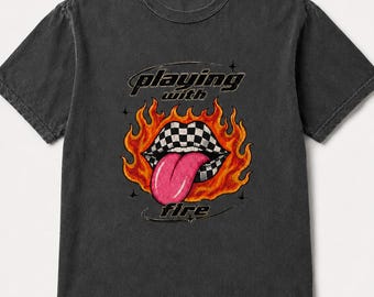 Y2K Playing With Fire Graphic Tee Streetwear