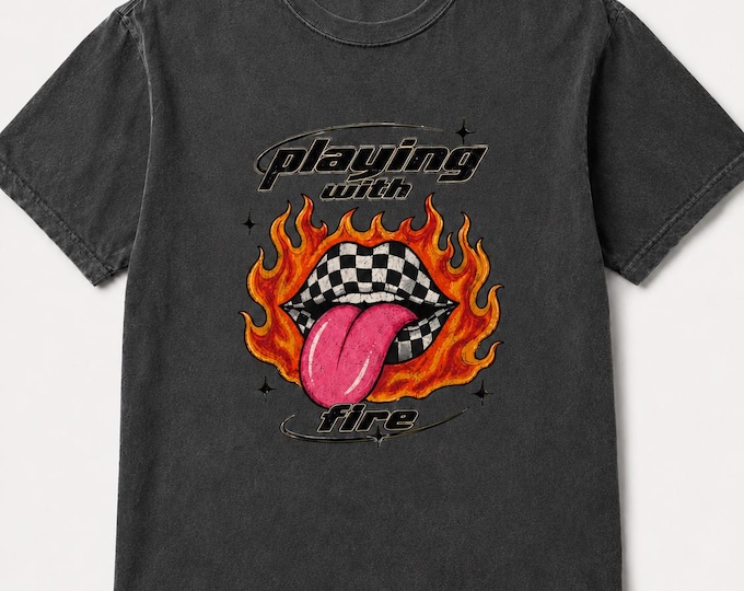 Y2K Playing With Fire Graphic Tee Streetwear