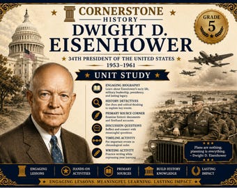 Homeschool History | Dwight D. Eisenhower Unit Study | US Presidents Printable PDF | Grade 5 | Detective Activity