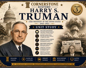 Homeschool History | Harry S. Truman Unit Study | US Presidents Printable PDF | Grade 5 | Detective Activity