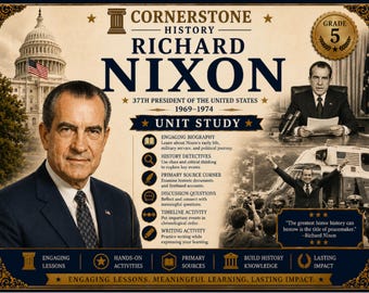 Homeschool History | Richard Nixon Unit Study | US Presidents Printable PDF | Grade 5 | Detective Activity