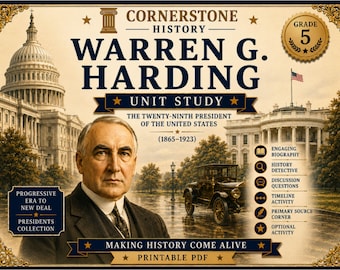 Homeschool History | Warren G. Harding Unit Study | US Presidents Printable PDF | Grade 5 | Detective Activity