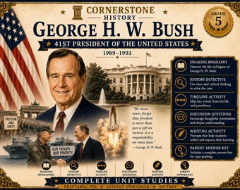 George H.W. Bush Unit Study | Grade 5 US Presidents Printable PDF (Detective Activity).