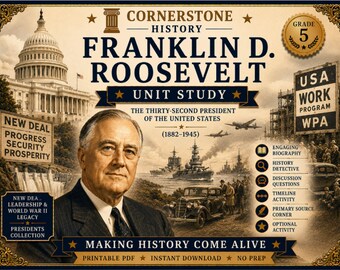 Homeschool History | Franklin D. Roosevelt Unit Study | US Presidents Printable PDF | Grade 5 | Detective Activity