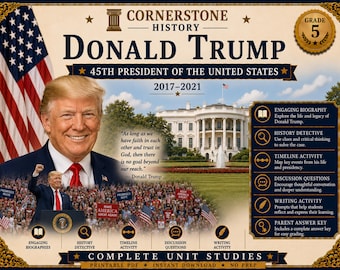 Homeschool History | Donald Trump Unit Study | US Presidents Printable PDF | Grade 5 | Detective Activity