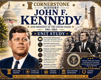 Homeschool History | John F. Kennedy Unit Study | US Presidents Printable PDF | Grade 5 | Detective Activity