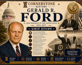 Homeschool History | Gerald Ford Unit Study | US Presidents Printable PDF | Grade 5 | Detective Activity