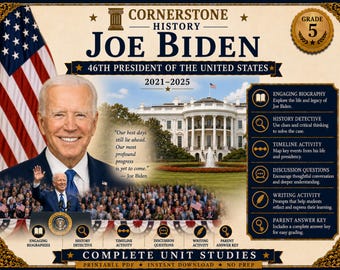 Homeschool History | Joe Biden Unit Study | US Presidents Printable PDF | Grade 5 | Detective Activity