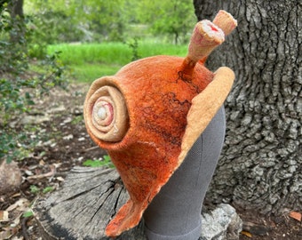 felted snail hat - felted halloween hat - colorful fantasy hat - MADE TO ORDER