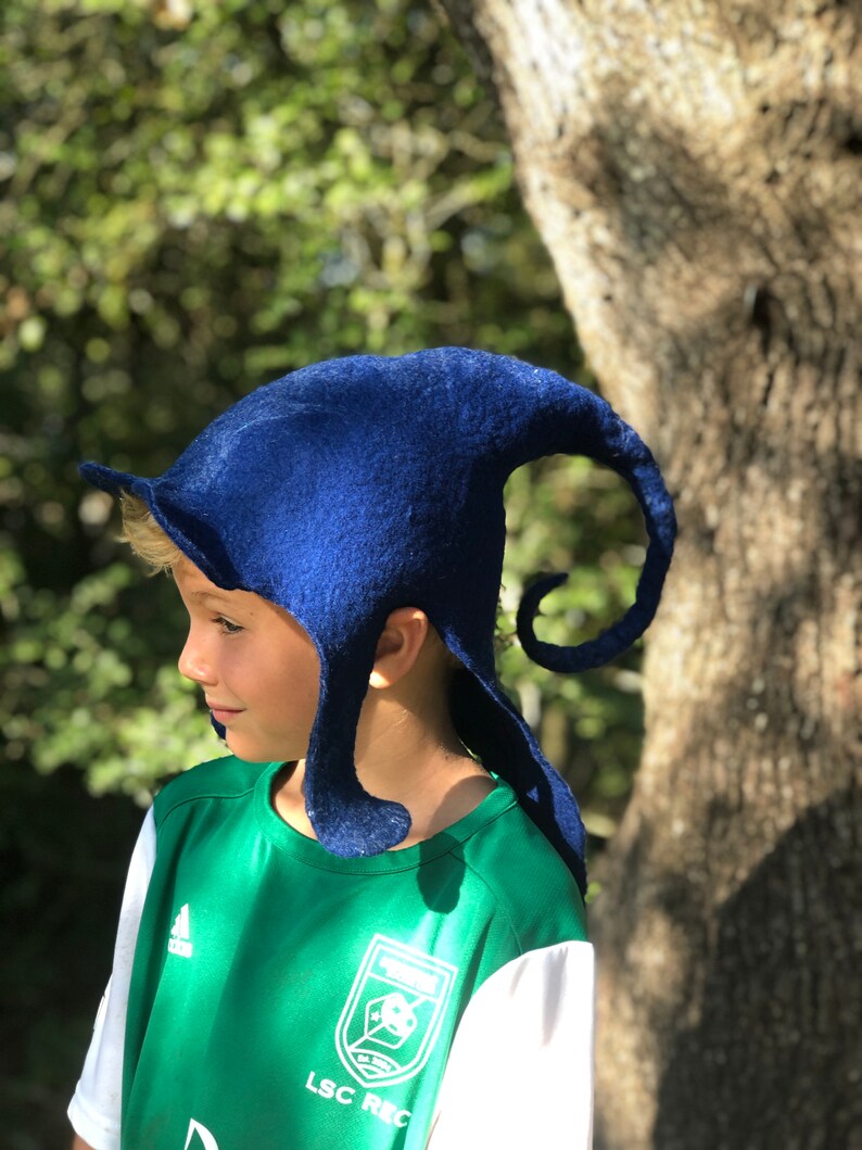Felted Blue Elf Hat