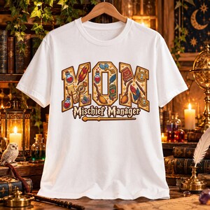 Crochet-Style Wizard Mom Shirt, Mischief Manager Graphic Tee