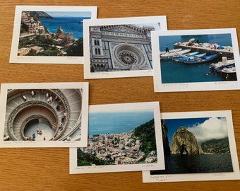 Set of 6 Large Blank Photo Cards of Italy Scenes