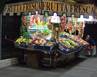 Set of 5 Blank Photo Note Cards Fruit Cart in Rome, Italy