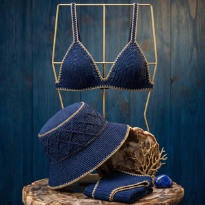 Summer Crochet Bikini and Hat Set PDF | Boho Beach Swimwear | Women's Bathing Suit | Instant Digital Download