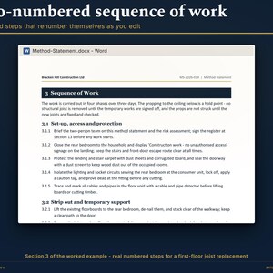 Modèle de fiche de méthode Word | Séquence de travail sécuritaire et résumé des risques pour la construction (téléchargement numérique) image 3