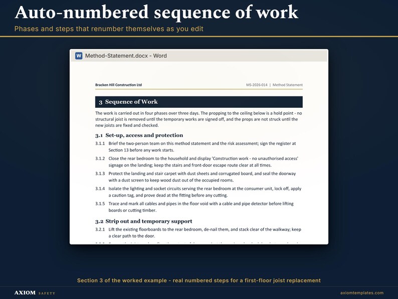 Modèle de fiche de méthode Word | Séquence de travail sécuritaire et résumé des risques pour la construction (téléchargement numérique) image 3