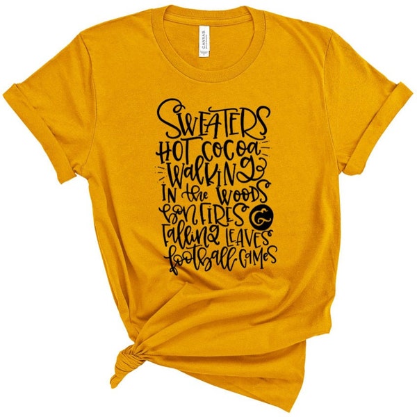 Sweaters Hot Cocoa Walking In The Woods Bonfires Falling Leaves Football Games Fall Shirt | Fall Words Shirt | It's Fall Yall | Autumn |