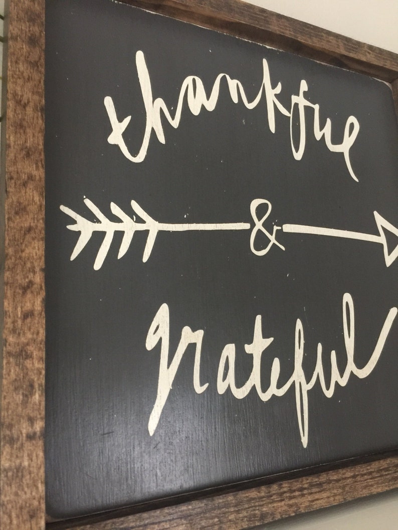 THANKFUL & GRATEFUL framed wood sign 13x13 Etsy