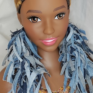 Cascading Denim Tassel Earrings