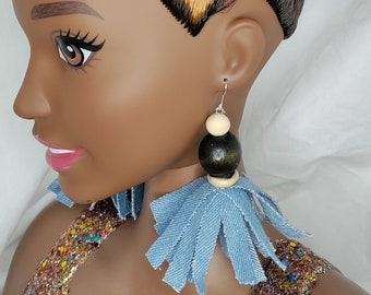 Denim "Flower" Earrings