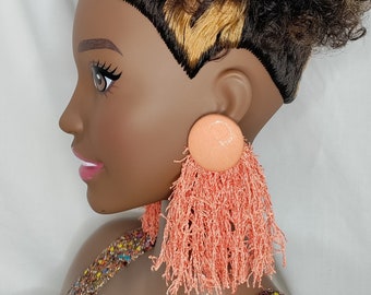 Button Tassel Earrings