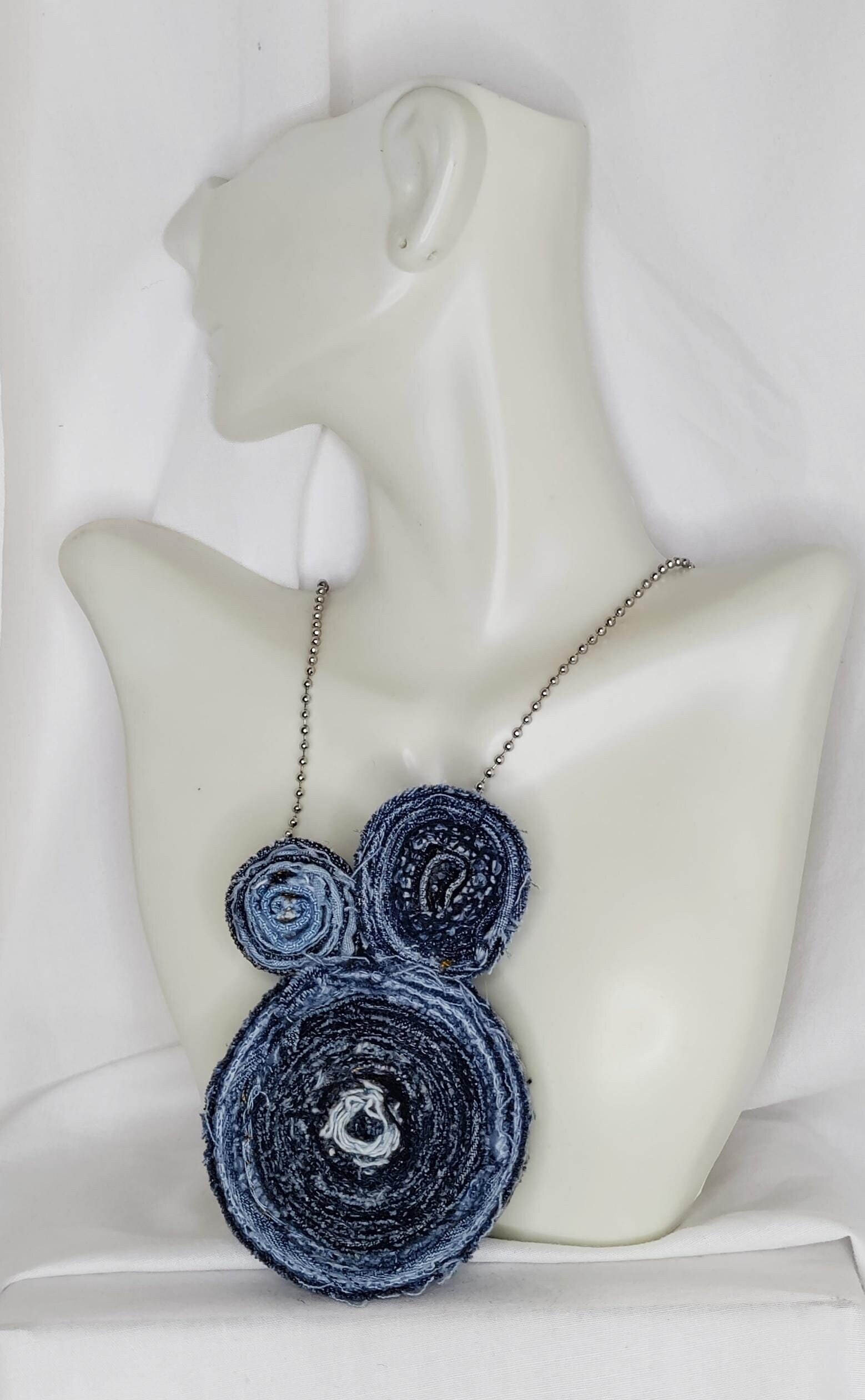 Denim Necklace Etsy
