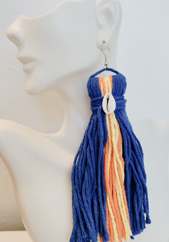 Yarn Tassel Earrings Etsy