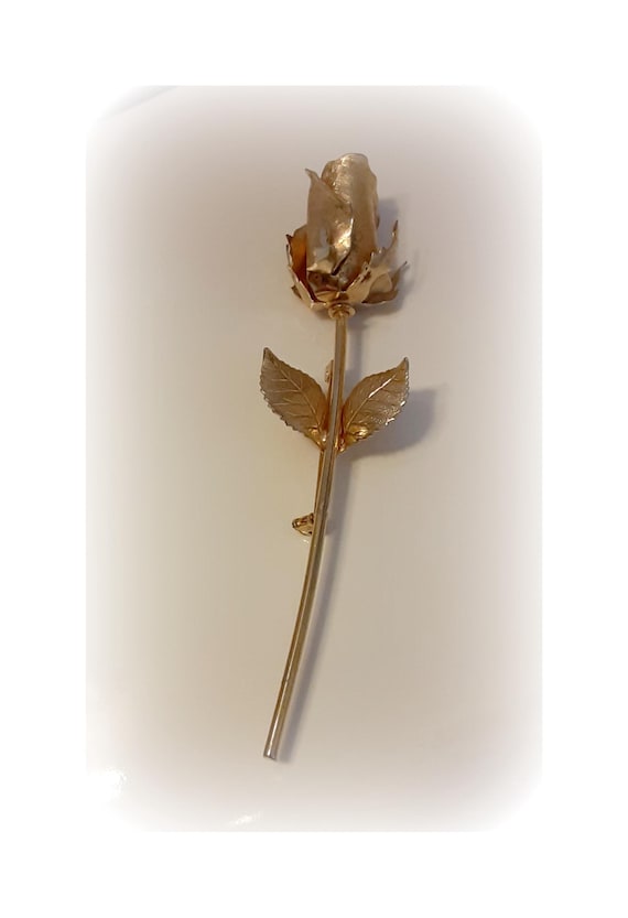 Broche Vintage Forme De Rose - Métal Doré - Très Bon état (TBE) - Bijou Ancien