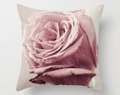 Dusky Rose pillow home decor cushion fine art photography botanical floral pink flower living room bedroom furnishing shabby chic