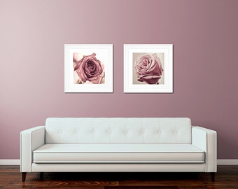 Dusky Rose Photo Set - Shabby Chic Flower Wall Art