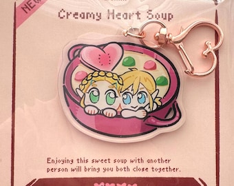 Zelda & Link Creamy Heart Soup Acrylic Keychain | The Legend of Zelda Zelink Fan Merch