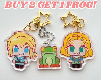 Zelda & Link Pixel-style Acrylic Keychains | The legend of Zelda